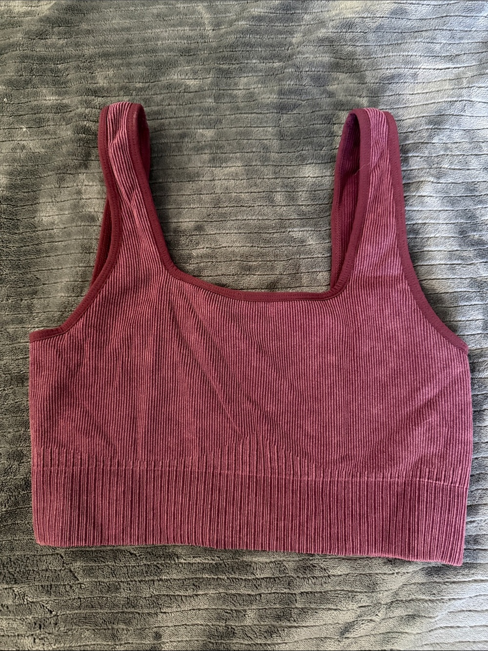 JoyLab Women’s Seamless Burgundy Ribbed Sports Bra | Medium